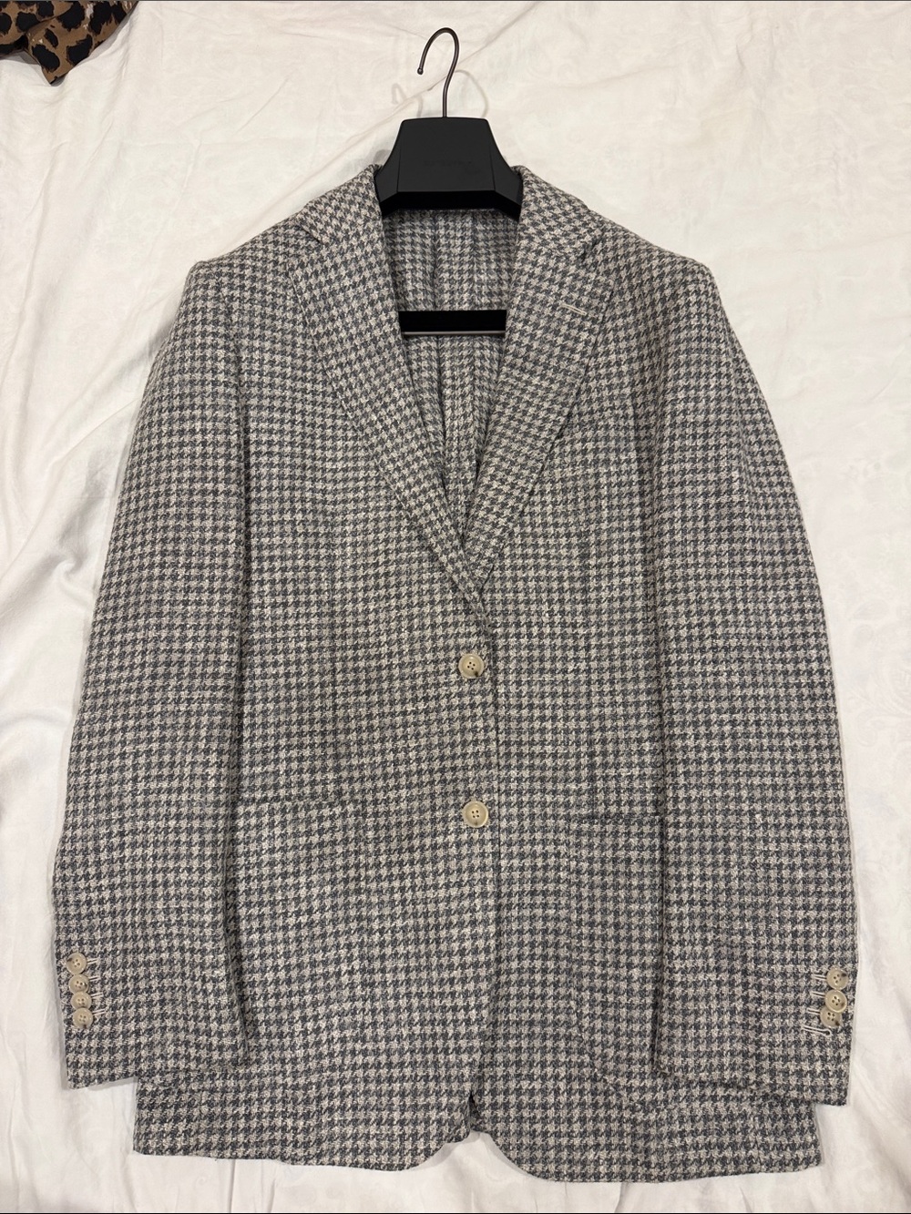 Suitsupply Gray & Off-White Houndstooth Alpaca and Wool Blend Sportcoat